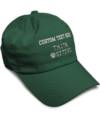 Soft Baseball Cap Think Pawsitive Silver Tread Embroidery Letters Positivism Cotton Dad Hats for Men & Women Forest Green Per...