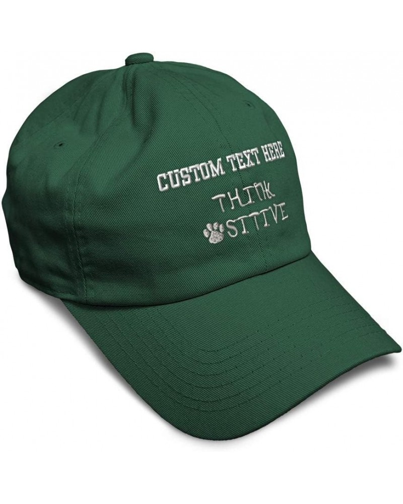 Soft Baseball Cap Think Pawsitive Silver Tread Embroidery Letters Positivism Cotton Dad Hats for Men & Women Forest Green Per...