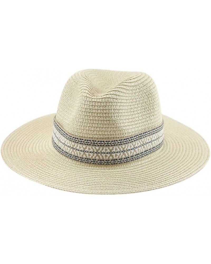 Hat Beach Hats for Women Formal Wedding Decorate Band Casual Hats for Men Panama Summer Straw Hat 56-58cm(adults) Beige $9.22...