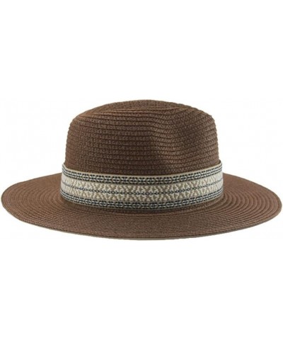 Hat Beach Hats for Women Formal Wedding Decorate Band Casual Hats for Men Panama Summer Straw Hat 56-58cm(adults) Beige $9.22...