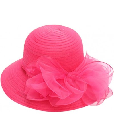 Women's Church Fascinator Bridal Tea Party Wedding Hat Marching Band Hats for Women J-hot Pink $8.78 Rain Hats