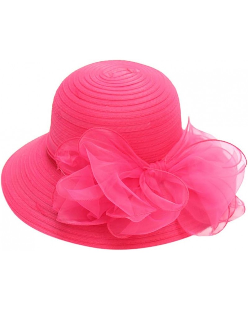 Women's Church Fascinator Bridal Tea Party Wedding Hat Marching Band Hats for Women J-hot Pink $8.78 Rain Hats