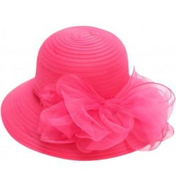 Women's Church Fascinator Bridal Tea Party Wedding Hat Marching Band Hats for Women J-hot Pink $8.78 Rain Hats