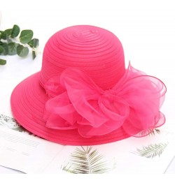 Women's Church Fascinator Bridal Tea Party Wedding Hat Marching Band Hats for Women J-hot Pink $8.78 Rain Hats