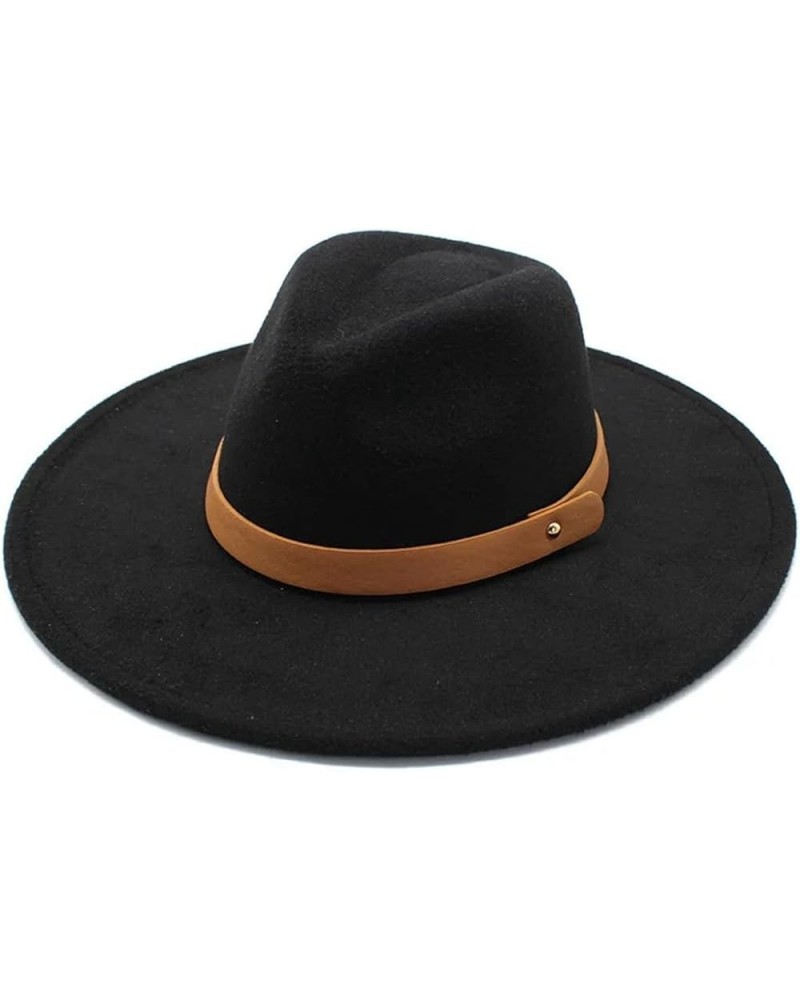 Warm Fall Winter Casual Fedoras Hat Women Men Fashion Wide Brim Jazz Cap for Travel Vacation Black $17.99 Fedoras