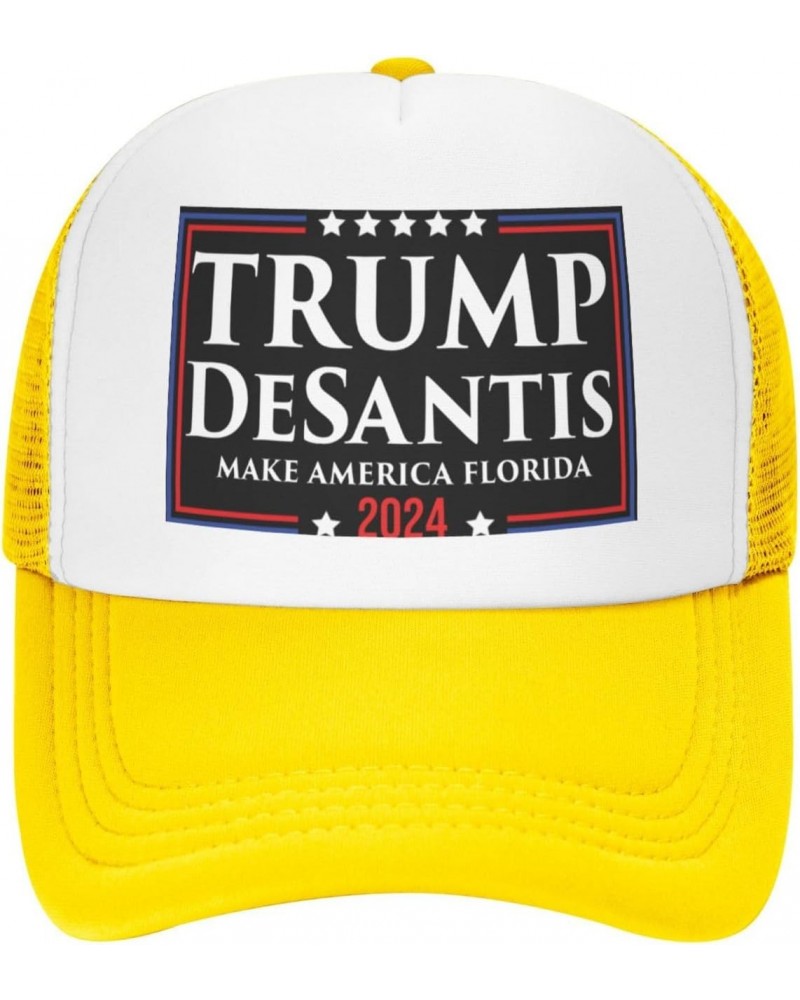 Trump Desantis 2024 Make America Florida Gifts Trucker Hat Men Mesh Baseball Cap Women Sun Hat Dad Cap Yellow $10.42 Baseball...