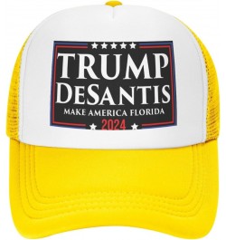 Trump Desantis 2024 Make America Florida Gifts Trucker Hat Men Mesh Baseball Cap Women Sun Hat Dad Cap Yellow $10.42 Baseball...