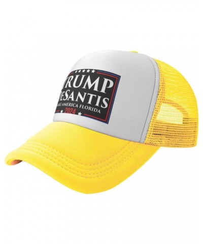 Trump Desantis 2024 Make America Florida Gifts Trucker Hat Men Mesh Baseball Cap Women Sun Hat Dad Cap Yellow $10.42 Baseball...