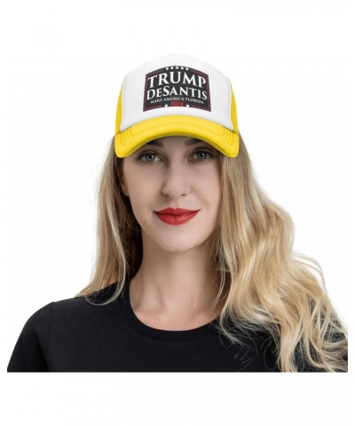 Trump Desantis 2024 Make America Florida Gifts Trucker Hat Men Mesh Baseball Cap Women Sun Hat Dad Cap Yellow $10.42 Baseball...