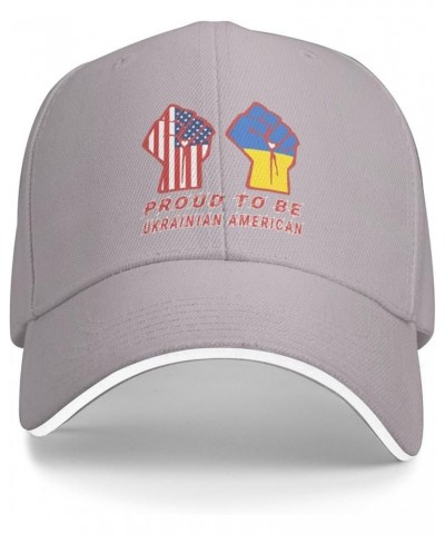 Proud to Be Ukrainian American Ukraine USA Flag Baseball Cap Gray $10.91 Baseball Caps