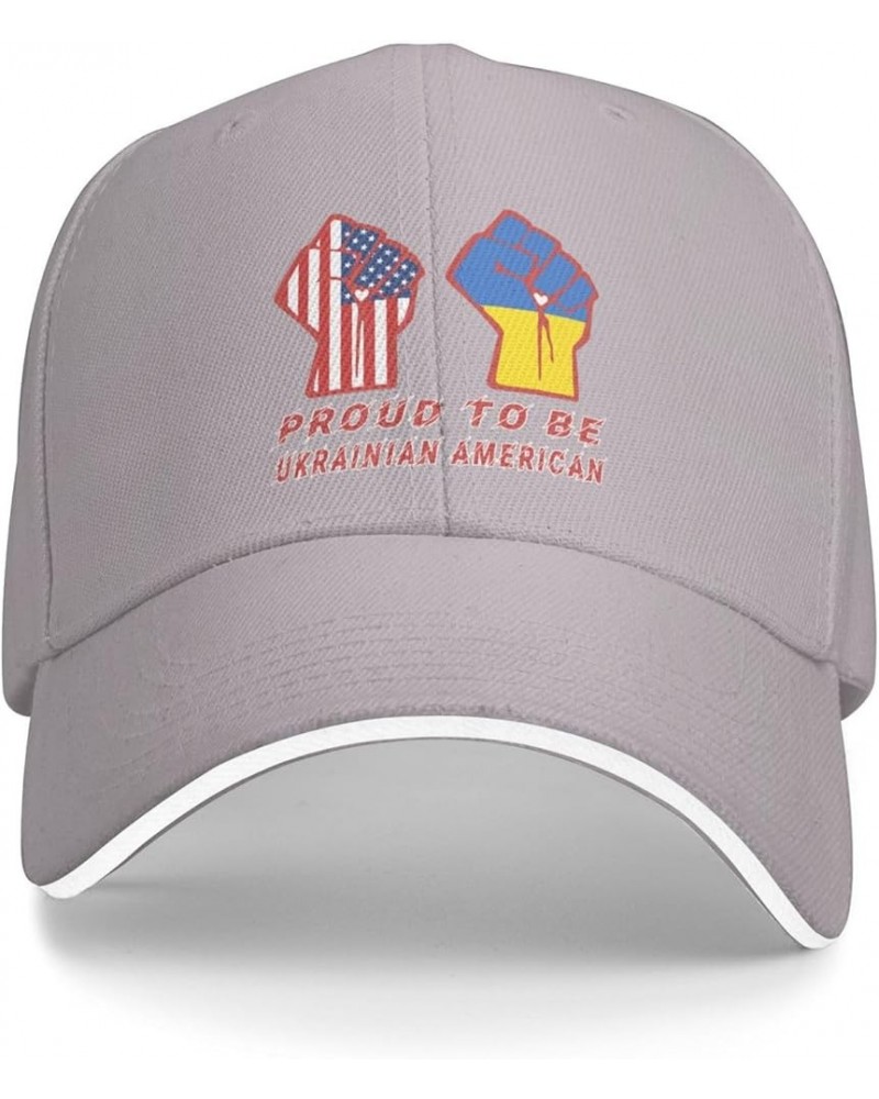 Proud to Be Ukrainian American Ukraine USA Flag Baseball Cap Gray $10.91 Baseball Caps