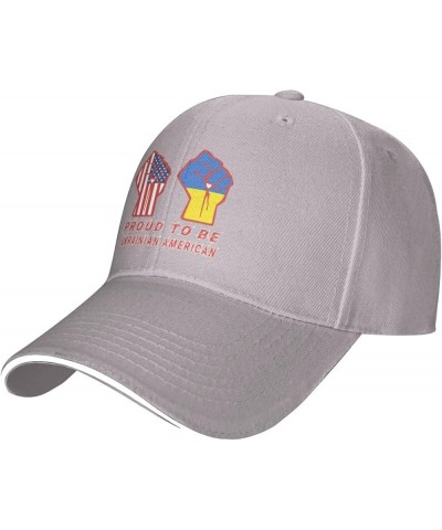 Proud to Be Ukrainian American Ukraine USA Flag Baseball Cap Gray $10.91 Baseball Caps