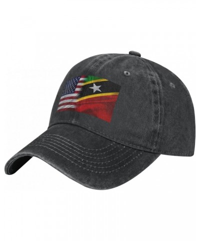 Saint Kitts and Nevis America Flag Baseball Cap for Men Women Fashionable Adjustable Denim Hat $12.31 Baseball Caps