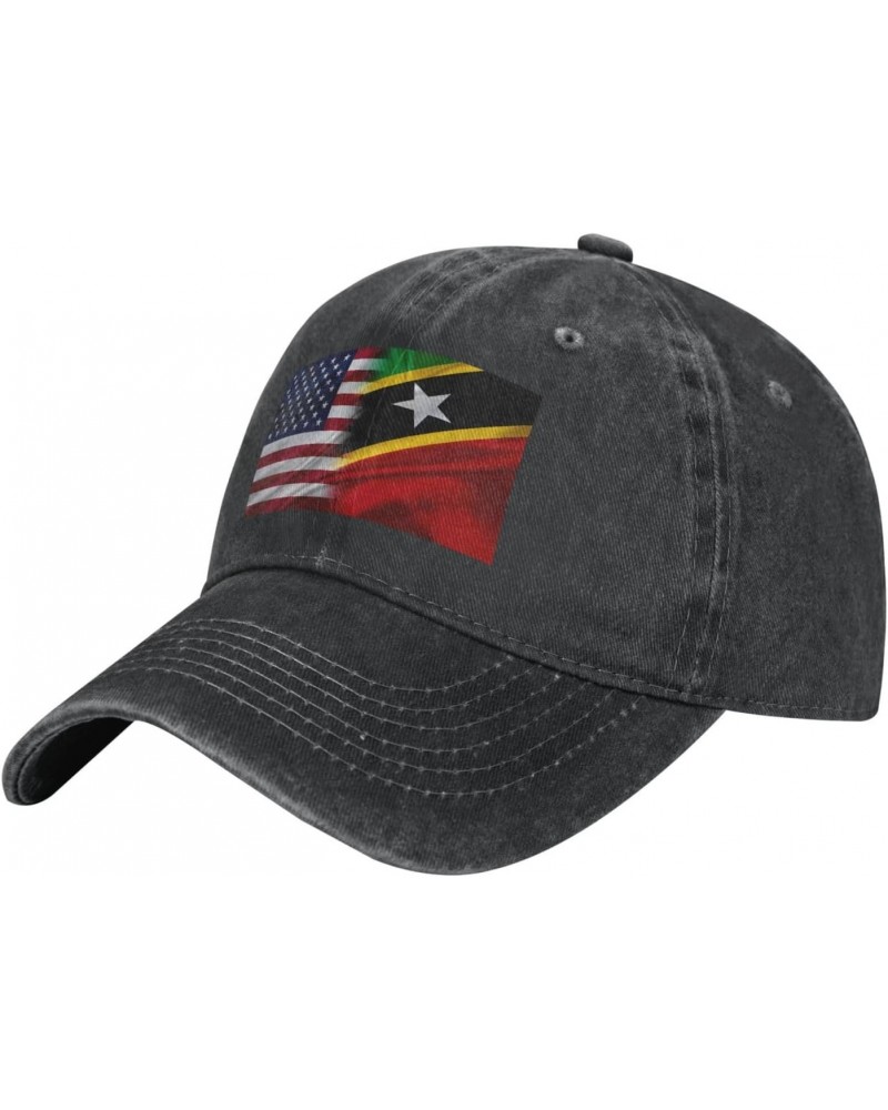 Saint Kitts and Nevis America Flag Baseball Cap for Men Women Fashionable Adjustable Denim Hat $12.31 Baseball Caps