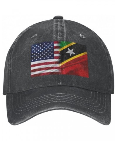 Saint Kitts and Nevis America Flag Baseball Cap for Men Women Fashionable Adjustable Denim Hat $12.31 Baseball Caps