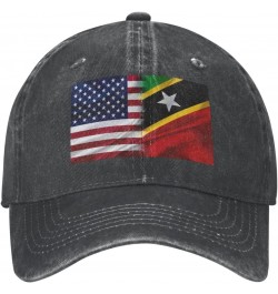 Saint Kitts and Nevis America Flag Baseball Cap for Men Women Fashionable Adjustable Denim Hat $12.31 Baseball Caps