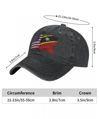 Saint Kitts and Nevis America Flag Baseball Cap for Men Women Fashionable Adjustable Denim Hat $12.31 Baseball Caps