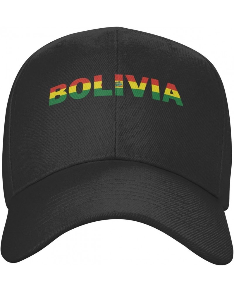 Bolivia Flag Bolivian Text Word Art Classic Duckbill Caps for Stylish Sun Protection Black $15.92 Baseball Caps