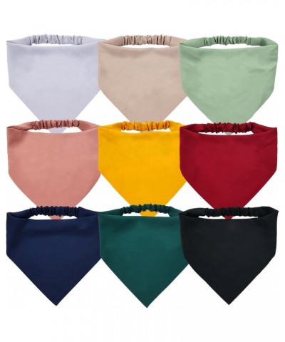 9 Pieces Non Slip Silky Chiffon Elastic Triangle Headscarf Scarf Headbands Head Kerchief Hair Bandanas Turban Accessories for...