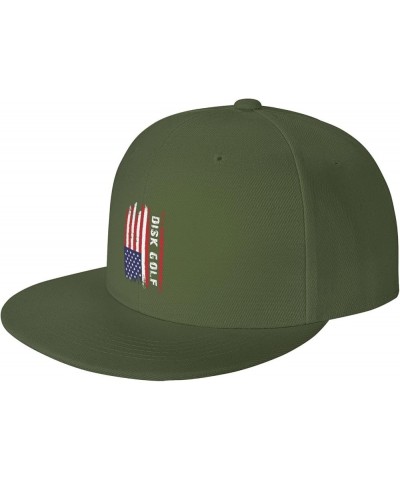 American Flag Disk Golf Snapback Hats for Men Baseball Cap Trucker Hat Flat Brim Hats Moss Green $11.42 Baseball Caps