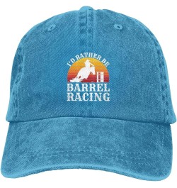 I'd Rather Be Drag Racing Sunhat Distressed Washed Denim Cowboy Baseball Cap Vintage Trucker Hat Men Women Blue $12.71 Baseba...