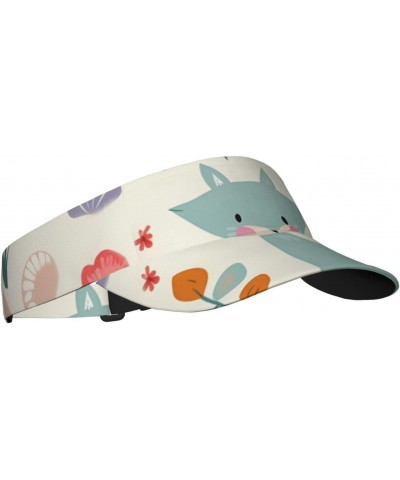 Cute Floral Animal Pattern Sunscreen Visor Cap for Women Men Visor Hat Empty Top Baseball Cap Adult Sun Cap Black $10.90 Visors