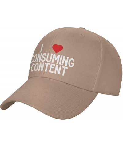 I Love Consuming Content Women's Baseball Hat Original Trucker Hat Adjustable Natural $10.43 Baseball Caps