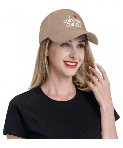 I Love Consuming Content Women's Baseball Hat Original Trucker Hat Adjustable Natural $10.43 Baseball Caps