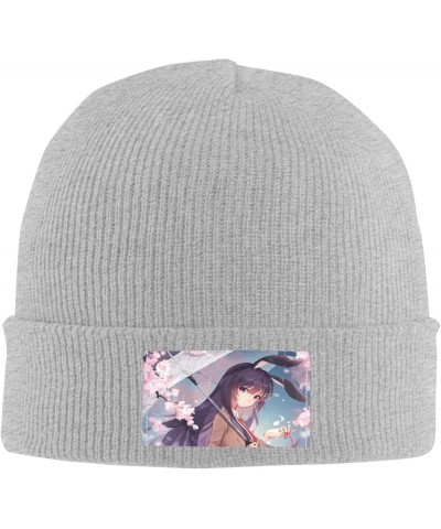 Mai Sakurajima Beanie Hats Winter Warm Stretchable Fashion Knit Cuffed Beanie Hat Gray $11.54 Skullies & Beanies