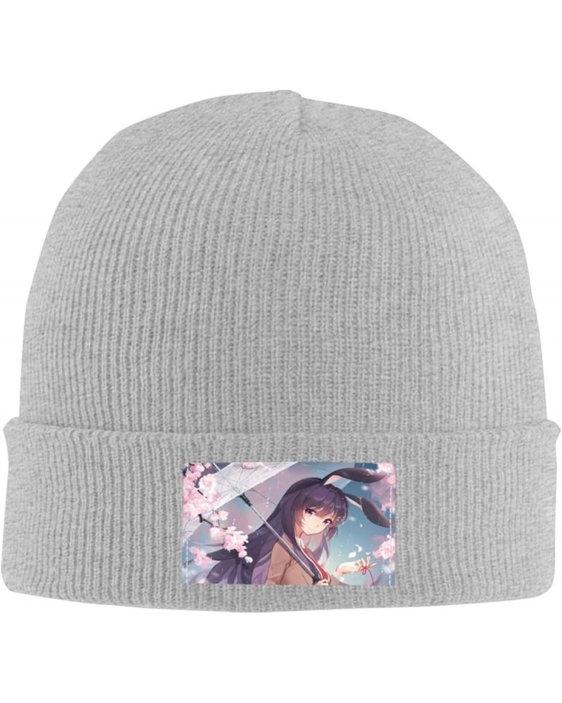 Mai Sakurajima Beanie Hats Winter Warm Stretchable Fashion Knit Cuffed Beanie Hat Gray $11.54 Skullies & Beanies