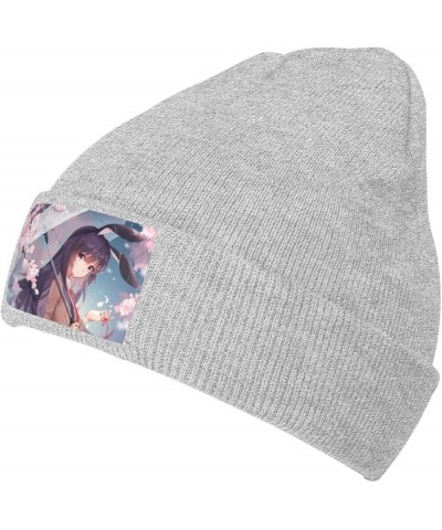 Mai Sakurajima Beanie Hats Winter Warm Stretchable Fashion Knit Cuffed Beanie Hat Gray $11.54 Skullies & Beanies