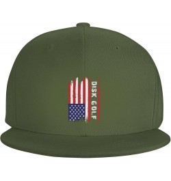 American Flag Disk Golf Snapback Hats for Men Baseball Cap Trucker Hat Flat Brim Hats Moss Green $11.42 Baseball Caps