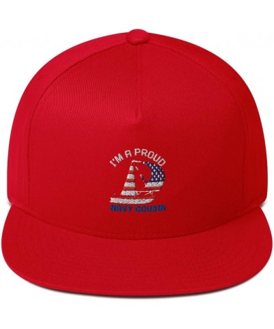 Proud Navy Cousin American Yacht Sailing in The Wind Snapback Red $19.42 Baseball Caps