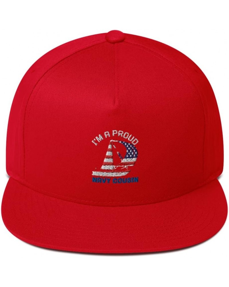 Proud Navy Cousin American Yacht Sailing in The Wind Snapback Red $19.42 Baseball Caps