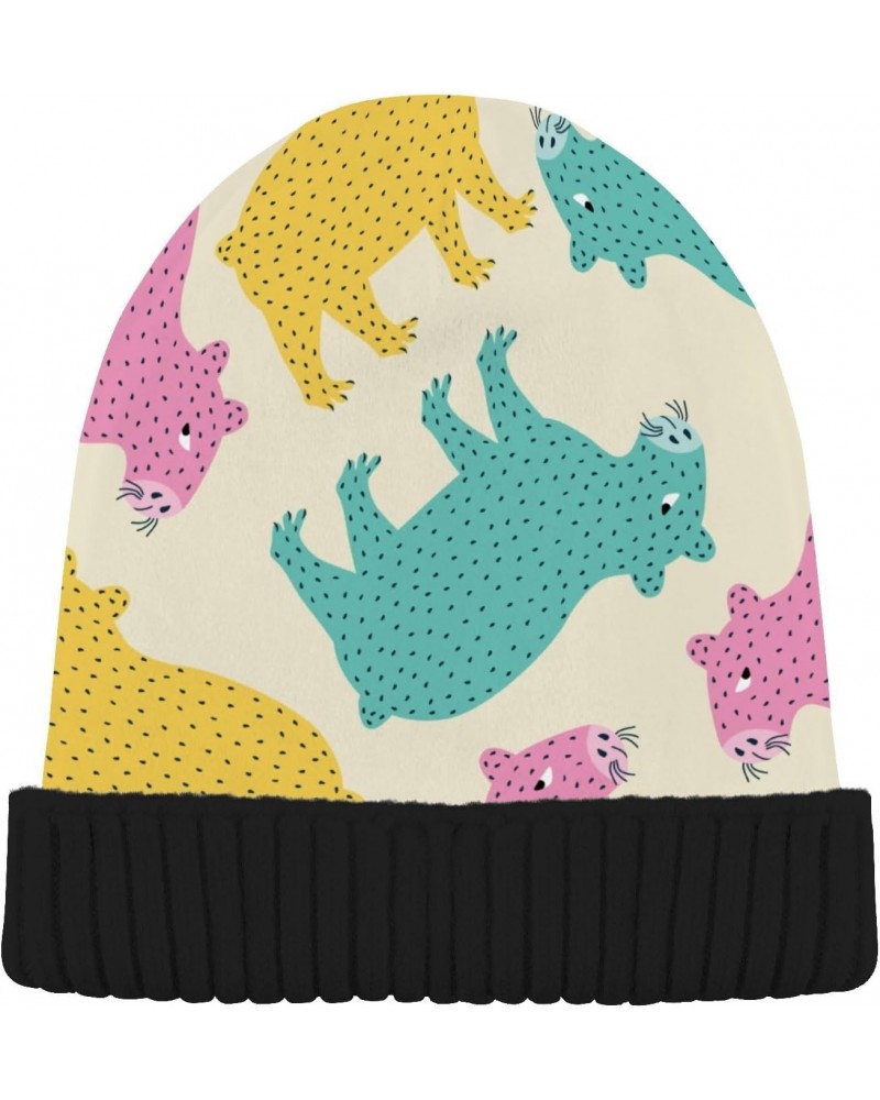 Colorful Capybara Beanie for Unisex, Slouchy Skully Caps One Size Warm Soft for Cold Weather $11.00 Skullies & Beanies