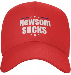 Gavin Newsom Sucks Baseball Cap Women Trucker Hat for Men Dad Hat Adjustable Snapback Hat Cowboy Hat Black Red $10.62 Basebal...