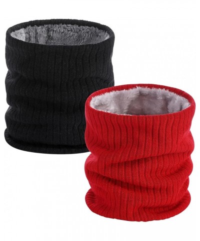 Winter Knitted Neck Gaiter,Men Women Neck Warmer Windproof Ski Face Scarf for Cold Weather Outdoor Sports Redandblack 2 Pack ...