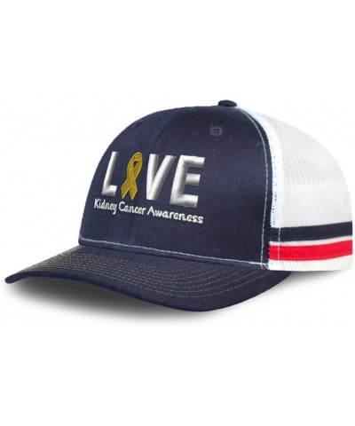 Trucker Baseball Cap Love Kidney Cancer Awareness Cotton Dad Hats for Men & Women Navy White Stripes $10.92 Baseball Caps