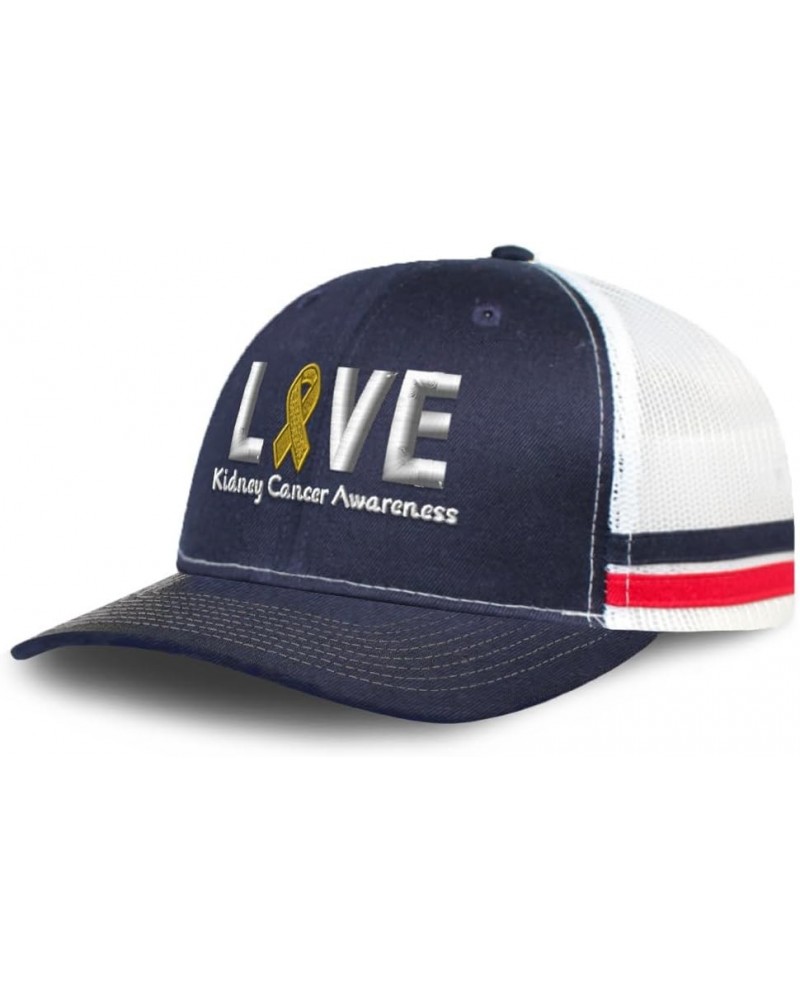 Trucker Baseball Cap Love Kidney Cancer Awareness Cotton Dad Hats for Men & Women Navy White Stripes $10.92 Baseball Caps