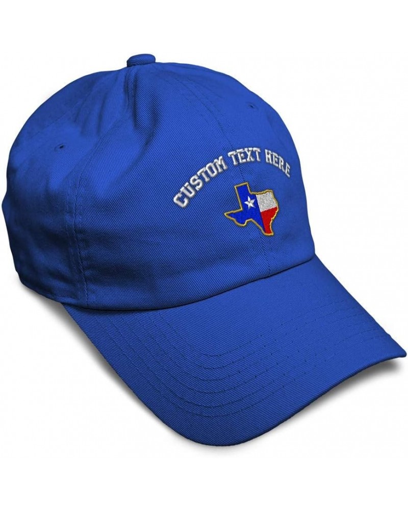 Soft Baseball Cap Texas State Flag Map A Embroidery Flags State Cotton Country Dad Hats for Men & Women Royal Blue Personaliz...