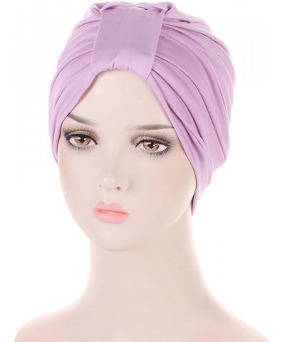 Women Knot Fashion Pleated Turban Cap Headwrap Sleep Hat Wallet Hat Purple $7.89 Skullies & Beanies