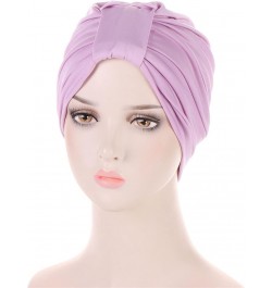 Women Knot Fashion Pleated Turban Cap Headwrap Sleep Hat Wallet Hat Purple $7.89 Skullies & Beanies