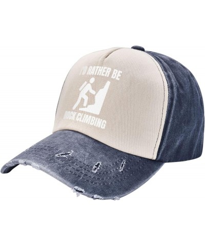 I'd Rather Be Rock Climbing Outdoor Adult Washed Baseball Cap, Cowboy Hat, Travel Hat Sandwich Cap Navy Blue $17.38 Cowboy Hats