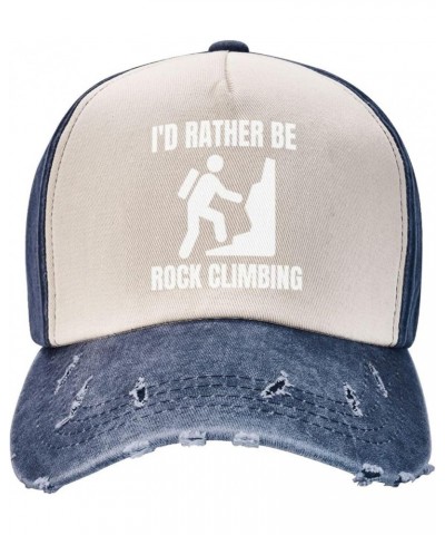 I'd Rather Be Rock Climbing Outdoor Adult Washed Baseball Cap, Cowboy Hat, Travel Hat Sandwich Cap Navy Blue $17.38 Cowboy Hats