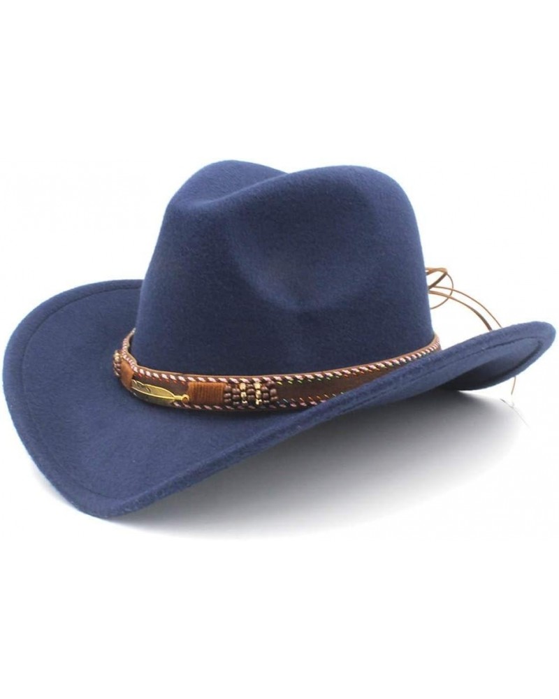 Men's Women's Wool Western Cowboy Hat with Punk Belt Pop Wide Brim Jazz Hat Sombrero Hat Church Hat Size 56-58CM Dark Blue $1...