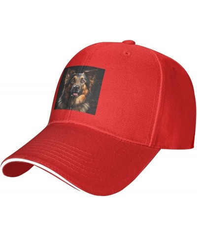 German Shepherd Pattern Casual General Baseball Cap Black : Comfortable, Light Red $9.73 Baseball Caps