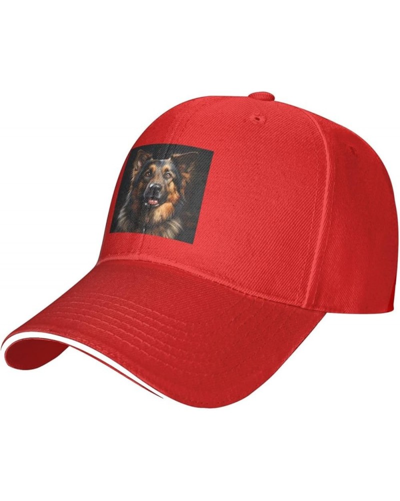 German Shepherd Pattern Casual General Baseball Cap Black : Comfortable, Light Red $9.73 Baseball Caps