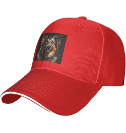 German Shepherd Pattern Casual General Baseball Cap Black : Comfortable, Light Red $9.73 Baseball Caps