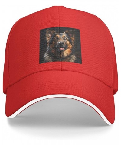 German Shepherd Pattern Casual General Baseball Cap Black : Comfortable, Light Red $9.73 Baseball Caps