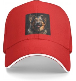 German Shepherd Pattern Casual General Baseball Cap Black : Comfortable, Light Red $9.73 Baseball Caps